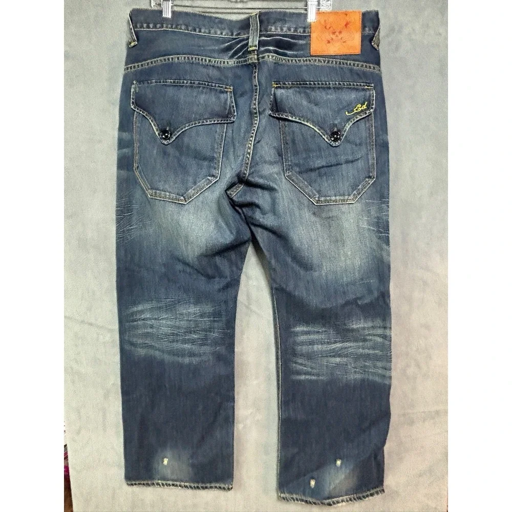 Y2K Ed Hardy Christian Audigier 2009 Button Fly Classic Baggy Denim Jeans Sz 40